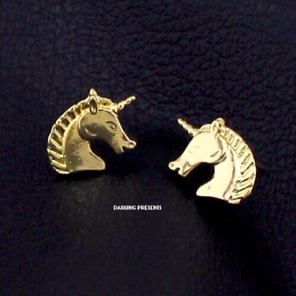 Unicorn Stud Earrings Women/Girls Color Gold